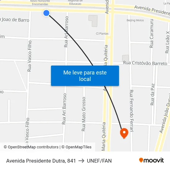 Avenida Presidente Dutra, 841 to UNEF/FAN map