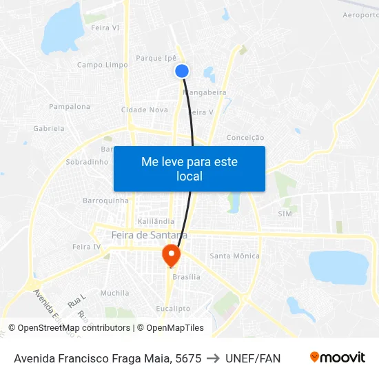 Avenida Francisco Fraga Maia, 5675 to UNEF/FAN map
