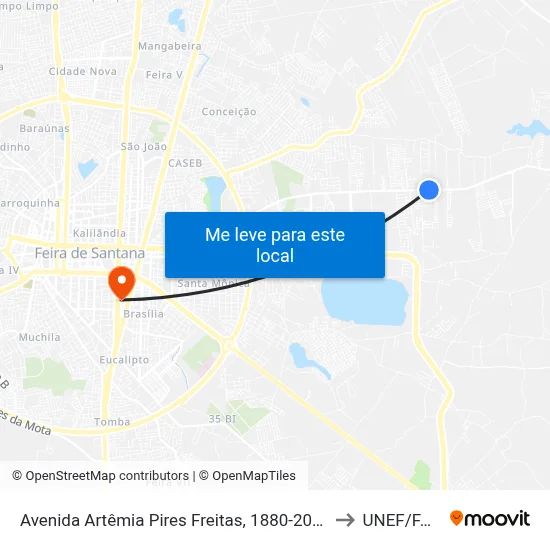 Avenida Artêmia Pires Freitas, 1880-2090 to UNEF/FAN map