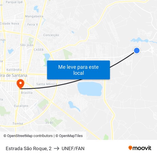 Estrada São Roque, 2 to UNEF/FAN map