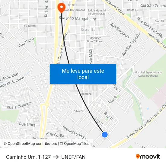 Caminho Um, 1-127 to UNEF/FAN map