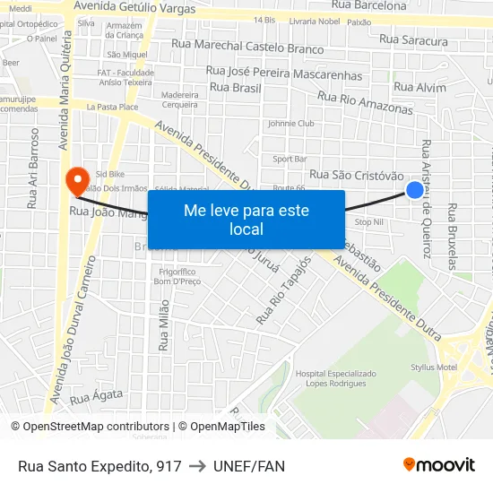 Rua Santo Expedito, 917 to UNEF/FAN map
