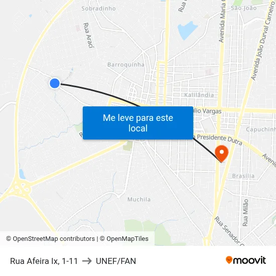 Rua Afeira Ix, 1-11 to UNEF/FAN map