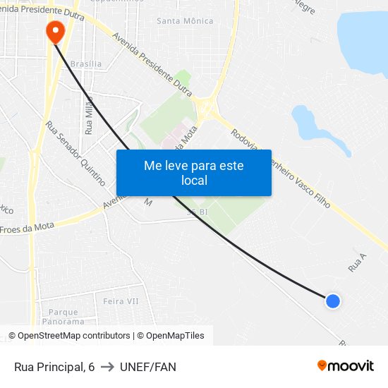 Rua Principal, 6 to UNEF/FAN map