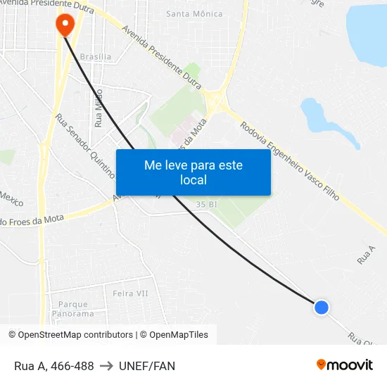 Rua A, 466-488 to UNEF/FAN map