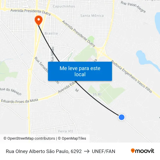 Rua Olney Alberto São Paulo, 6292 to UNEF/FAN map