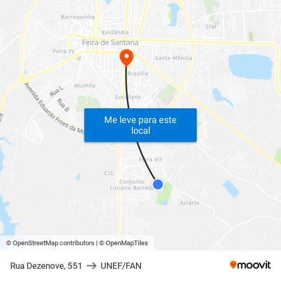 Rua Dezenove, 551 to UNEF/FAN map