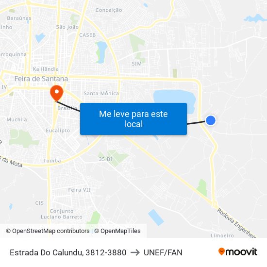 Estrada Do Calundu, 3812-3880 to UNEF/FAN map