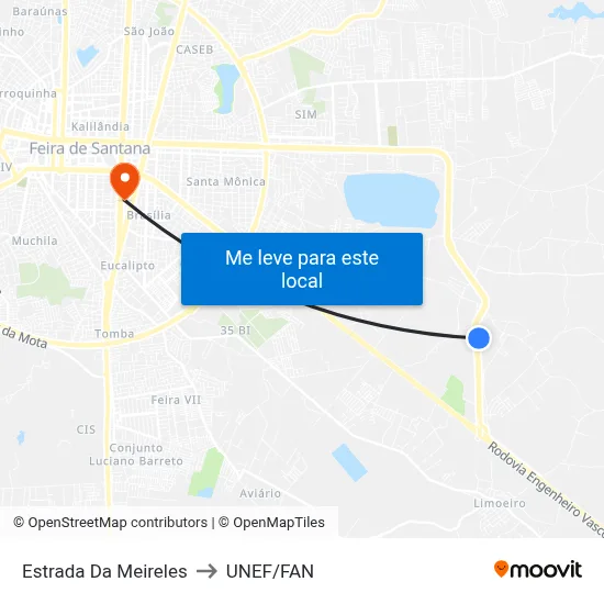 Estrada Da Meireles to UNEF/FAN map