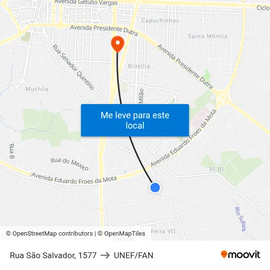 Rua São Salvador, 1577 to UNEF/FAN map
