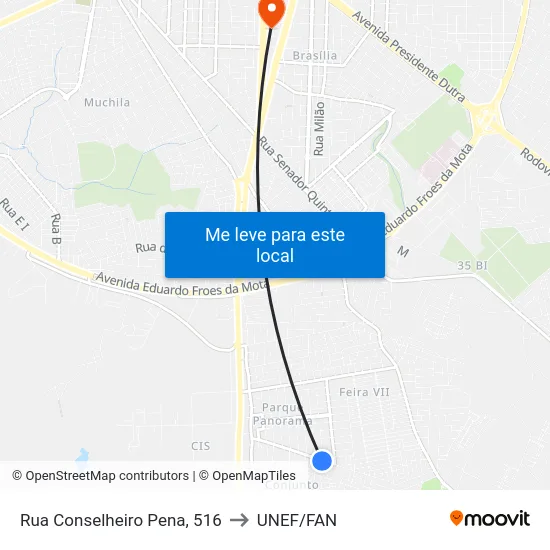 Rua Conselheiro Pena, 516 to UNEF/FAN map