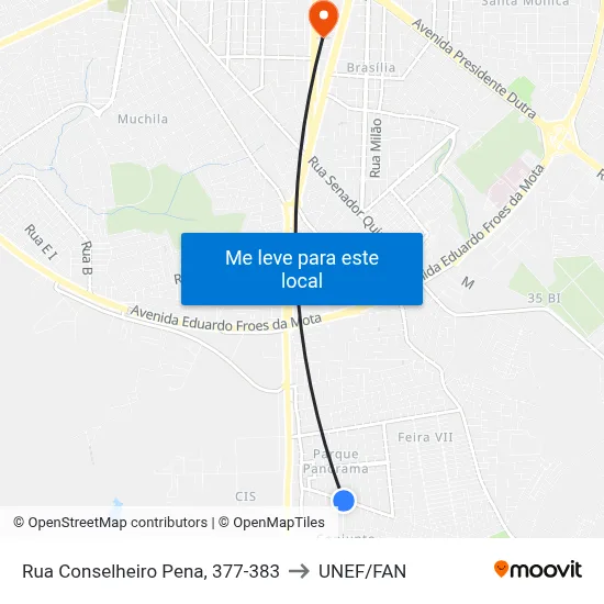 Rua Conselheiro Pena, 377-383 to UNEF/FAN map