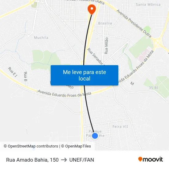 Rua Amado Bahia, 150 to UNEF/FAN map