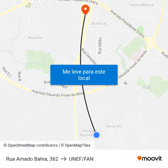 Rua Amado Bahia, 362 to UNEF/FAN map