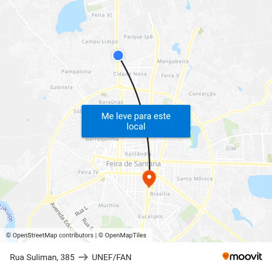 Rua Suliman, 385 to UNEF/FAN map