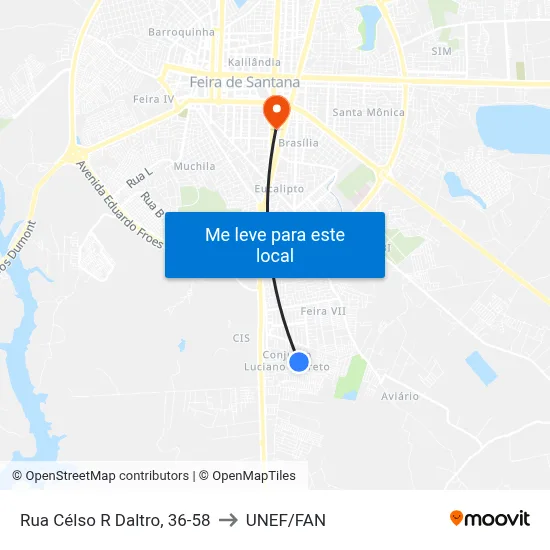 Rua Célso R Daltro, 36-58 to UNEF/FAN map