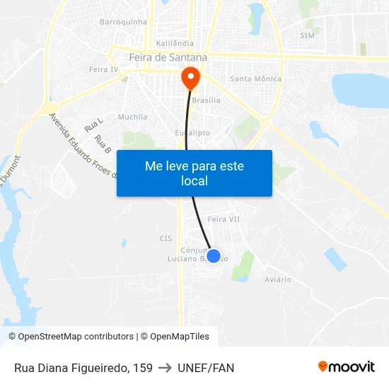 Rua Diana Figueiredo, 159 to UNEF/FAN map