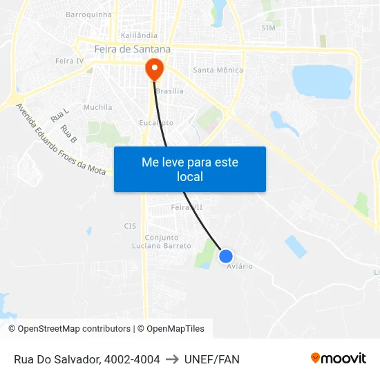 Rua Do Salvador, 4002-4004 to UNEF/FAN map
