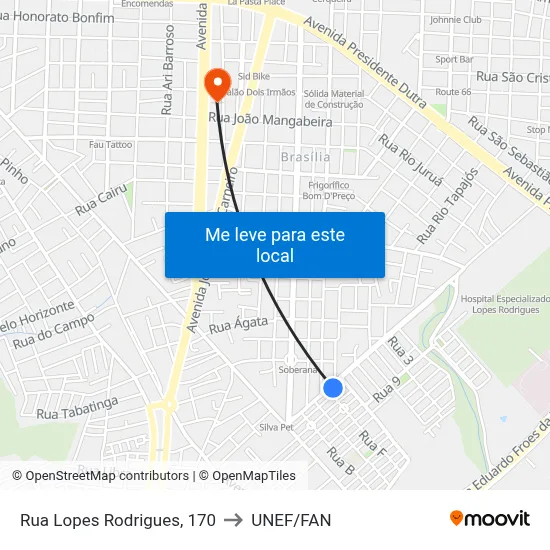 Rua Lopes Rodrigues, 170 to UNEF/FAN map