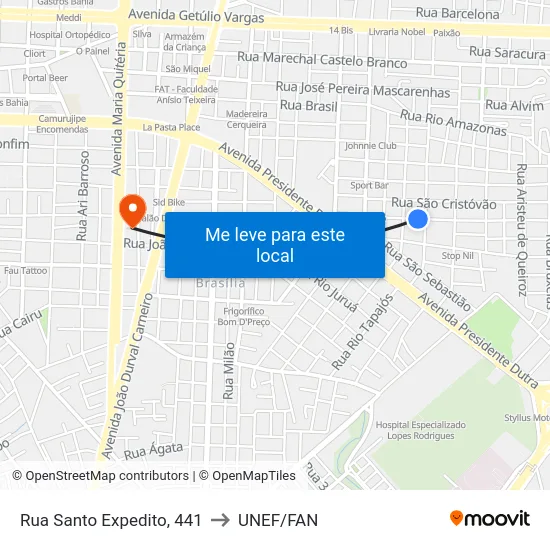 Rua Santo Expedito, 441 to UNEF/FAN map