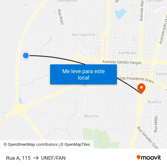 Rua A, 115 to UNEF/FAN map