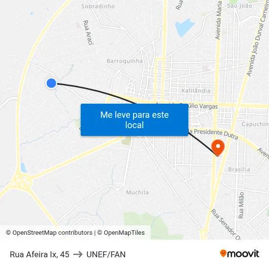 Rua Afeira Ix, 45 to UNEF/FAN map