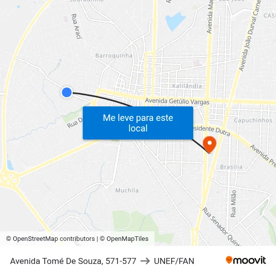 Avenida Tomé De Souza, 571-577 to UNEF/FAN map