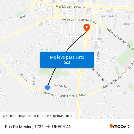 Rua Do México, 1736 to UNEF/FAN map