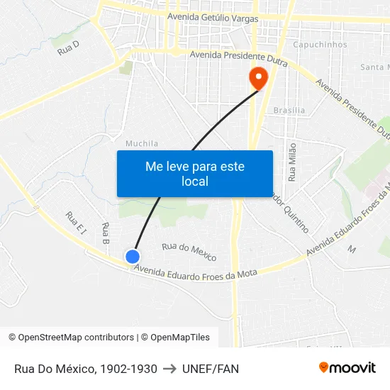 Rua Do México, 1902-1930 to UNEF/FAN map
