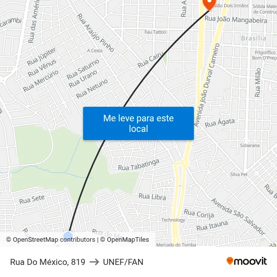 Rua Do México, 819 to UNEF/FAN map