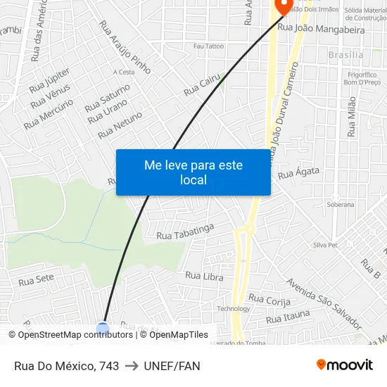 Rua Do México, 743 to UNEF/FAN map