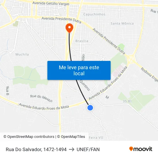 Rua Do Salvador, 1472-1494 to UNEF/FAN map