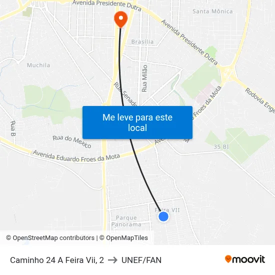 Caminho 24 A Feira Vii, 2 to UNEF/FAN map