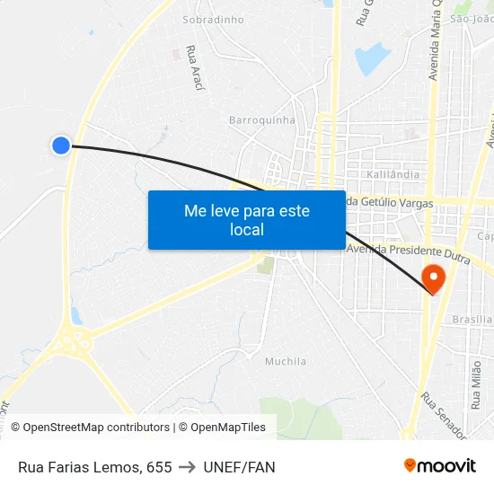 Rua Farias Lemos, 655 to UNEF/FAN map