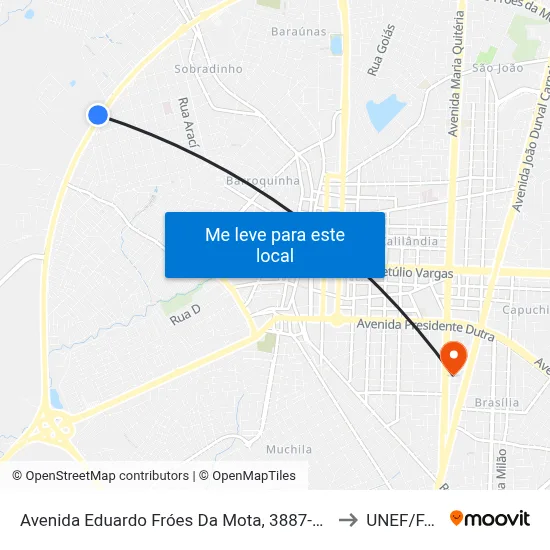Avenida Eduardo Fróes Da Mota, 3887-3939 to UNEF/FAN map