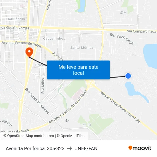 Avenida Periférica, 305-323 to UNEF/FAN map