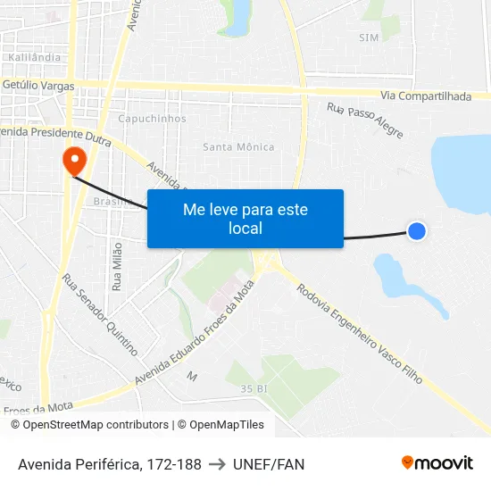 Avenida Periférica, 172-188 to UNEF/FAN map
