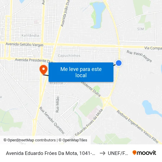 Avenida Eduardo Fróes Da Mota, 1041-1049 to UNEF/FAN map