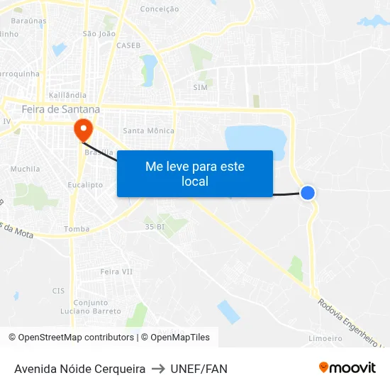 Avenida Nóide Cerqueira to UNEF/FAN map