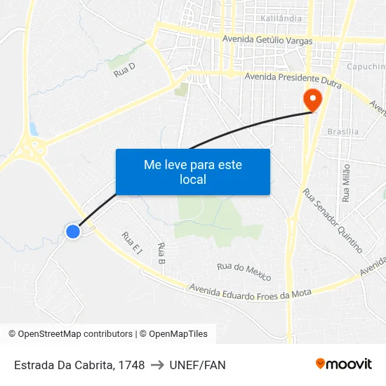 Estrada Da Cabrita, 1748 to UNEF/FAN map