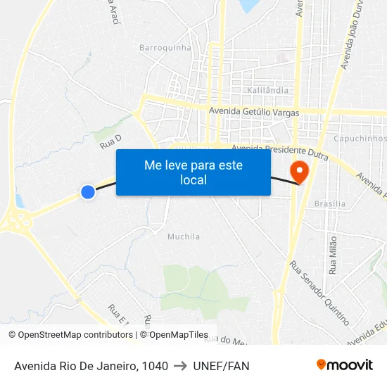 Avenida Rio De Janeiro, 1040 to UNEF/FAN map