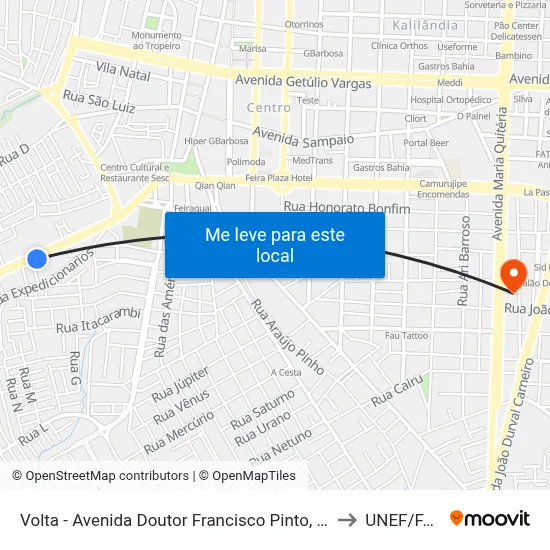 Volta - Avenida Doutor Francisco Pinto, 368 to UNEF/FAN map
