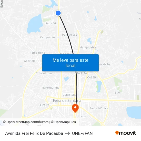 Avenida Frei Félix De Pacauba to UNEF/FAN map