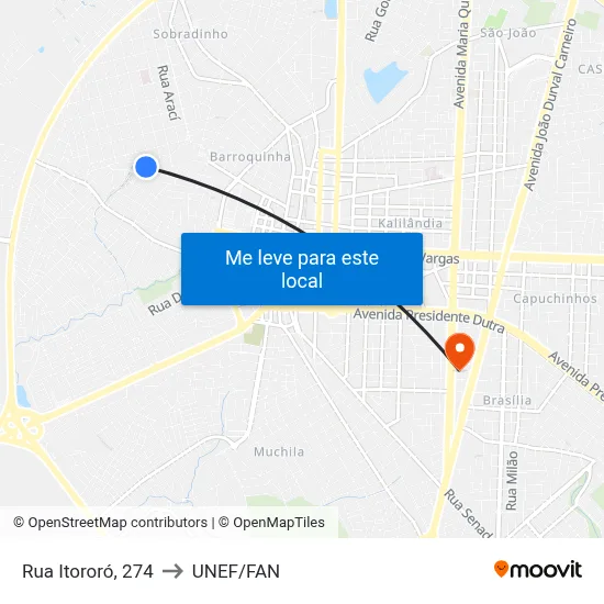 Rua Itororó, 274 to UNEF/FAN map
