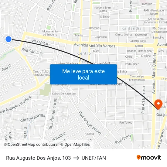Rua Augusto Dos Anjos, 103 to UNEF/FAN map