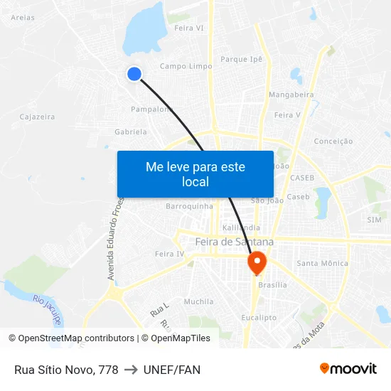 Rua Sítio Novo, 778 to UNEF/FAN map