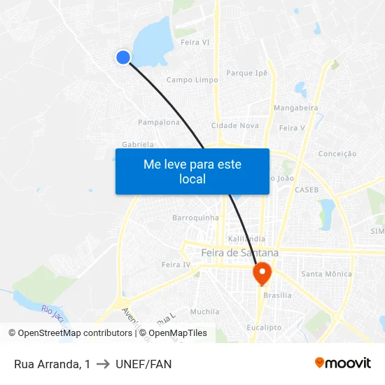 Rua Arranda, 1 to UNEF/FAN map