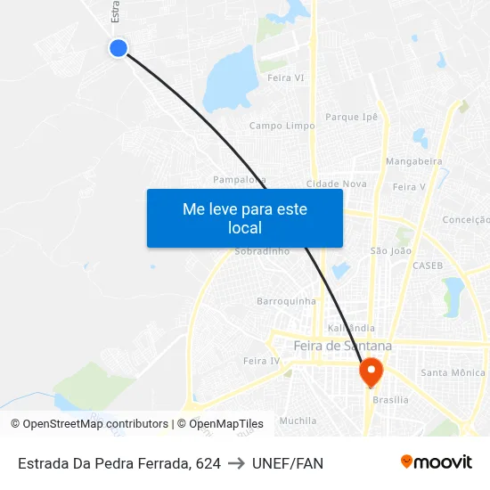 Estrada Da Pedra Ferrada, 624 to UNEF/FAN map