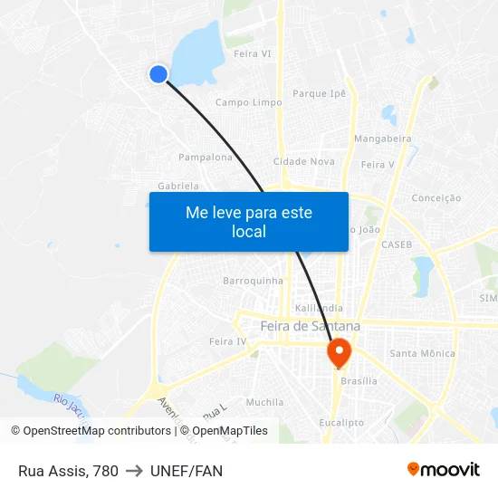 Rua Assis, 780 to UNEF/FAN map