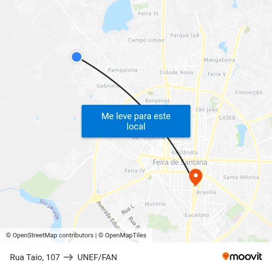 Rua Taio, 107 to UNEF/FAN map